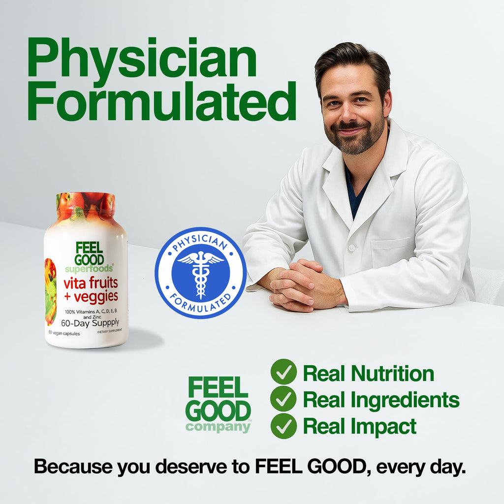 FeelGood Superfoods 1000mg Immune Support Capsules Made with 25 Organic Fruits and Vegetables, Strong Immunity Boosters with Vitamins A, C, D3, and Zinc, 60 Count - TrustMedUSA