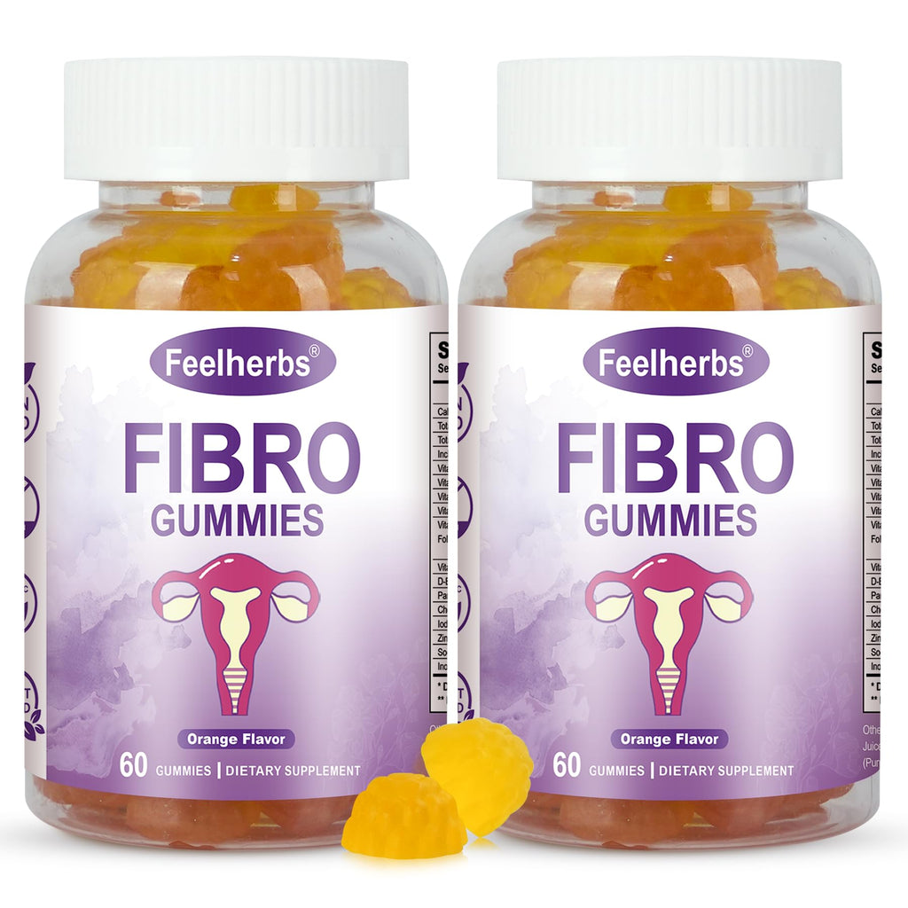 Feelherbs Fibro Gummies for Women, Pack of 2, Multivitamin Inositol Gummies with Inositol, Biotin, Vitamins A, C, D3, E, B6, B12, 60 Gummies Per Bottle - TrustMedUSA