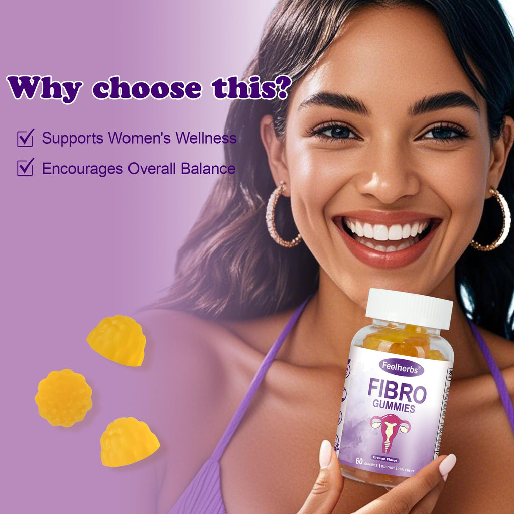 Feelherbs Fibro Gummies for Women, Pack of 2, Multivitamin Inositol Gummies with Inositol, Biotin, Vitamins A, C, D3, E, B6, B12, 60 Gummies Per Bottle - TrustMedUSA