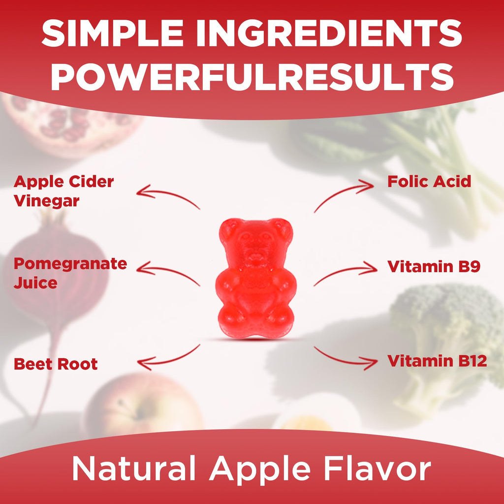 Feelherbs Metabolism Gummies for Women and Men Digestion & Energy, 60 Count Apple Cider Vinegar Gummies with Vitamin B12 & Beet Root, Chewable Keto ACV Vitamin for Metabolism & Detox Cleanse - TrustMedUSA