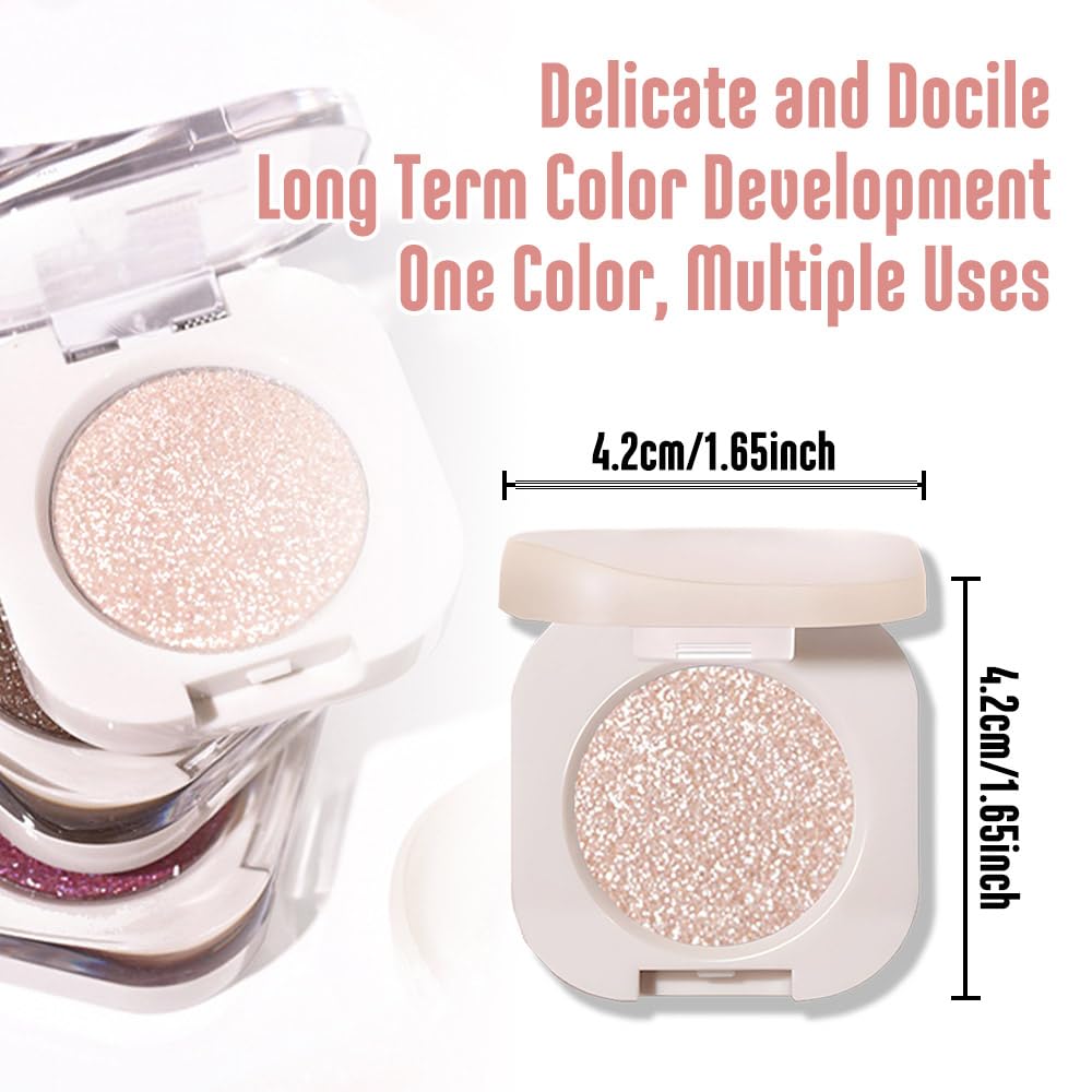 FeiCuiYun Glitter Shimmer Sparkle Eye Shadow Palette Makeup for Older Women, Pearl White Silver Glitter Shimmer Metallic Holographic Iridescent Cream Iridescent Single Monochrome Eyeshadow Makeup, 11 - TrustMedUSA