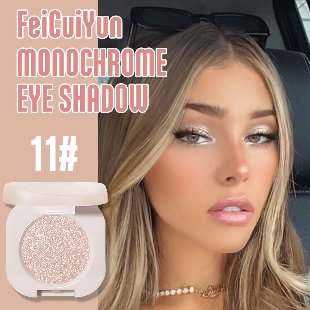 FeiCuiYun Glitter Shimmer Sparkle Eye Shadow Palette Makeup for Older Women, Pearl White Silver Glitter Shimmer Metallic Holographic Iridescent Cream Iridescent Single Monochrome Eyeshadow Makeup, 11 - TrustMedUSA