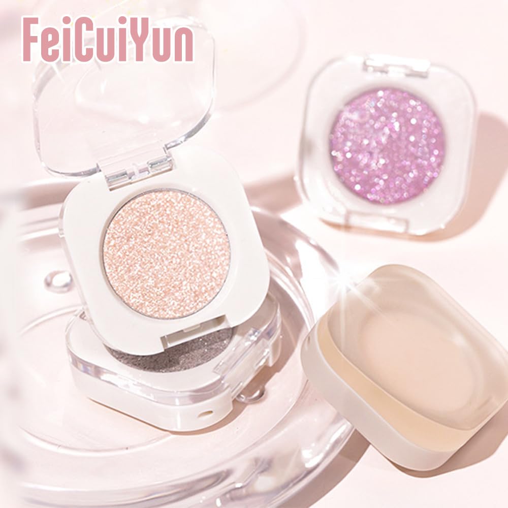 FeiCuiYun Glitter Shimmer Sparkle Eye Shadow Palette Makeup for Older Women, Pearl White Silver Glitter Shimmer Metallic Holographic Iridescent Cream Iridescent Single Monochrome Eyeshadow Makeup, 11 - TrustMedUSA