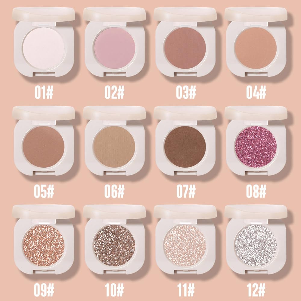 FeiCuiYun Glitter Shimmer Sparkle Eye Shadow Palette Makeup for Older Women, Pearl White Silver Glitter Shimmer Metallic Holographic Iridescent Cream Iridescent Single Monochrome Eyeshadow Makeup, 11 - TrustMedUSA