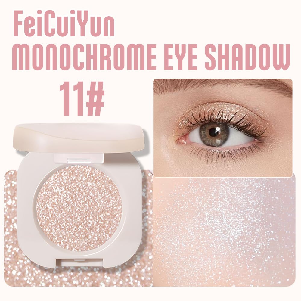 FeiCuiYun Glitter Shimmer Sparkle Eye Shadow Palette Makeup for Older Women, Pearl White Silver Glitter Shimmer Metallic Holographic Iridescent Cream Iridescent Single Monochrome Eyeshadow Makeup, 11 - TrustMedUSA