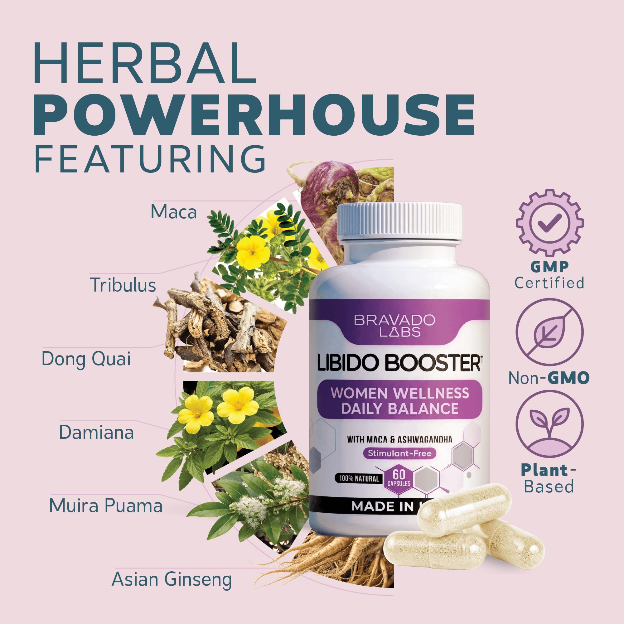 Female Libido Booster for Women – Advanced Women’s Intimacy & Confidence Support – Plant-Based Herbal Blend with Maca, Ginseng & L-Arginine – Made in USA – 60 Capsules - TrustMedUSA