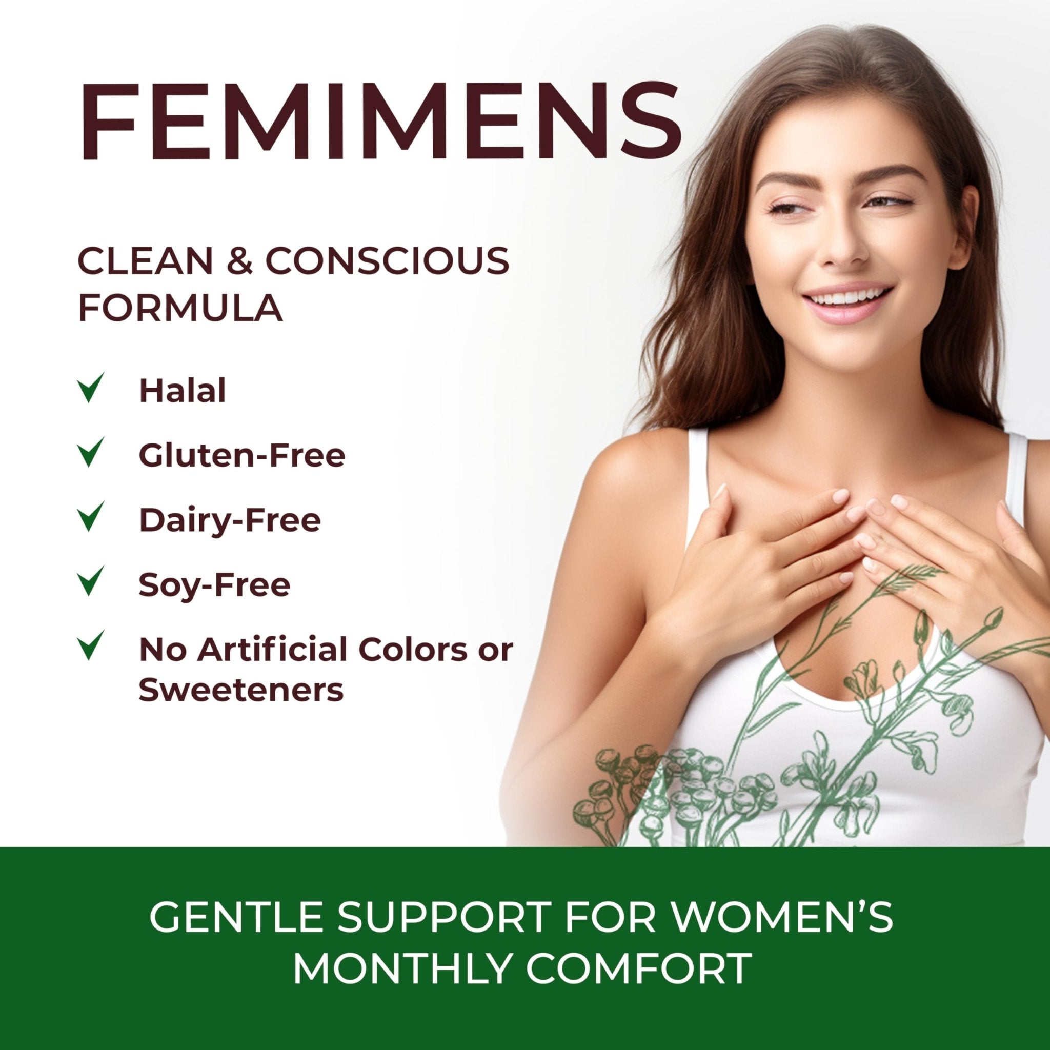 FEMIMENS – PMS Support Supplement for Women – PMS Relief for Women & Menstrual Cramp Relief – Hormonal Balance for Women – Chasteberry Vitex, Ashwagandha, Ginger, Fenugreek – 120 Vegan Capsules - TrustMedUSA