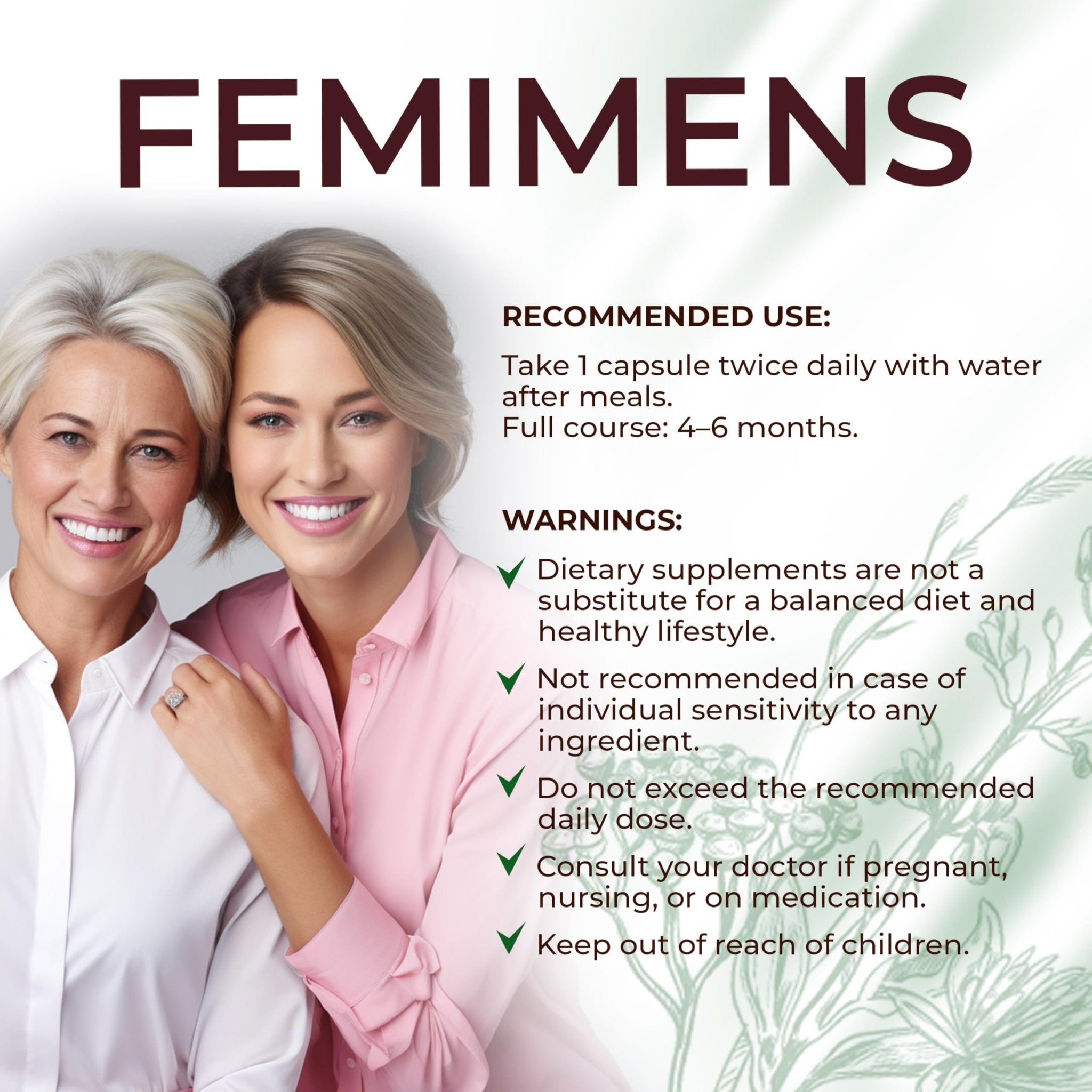 FEMIMENS – PMS Support Supplement for Women – PMS Relief for Women & Menstrual Cramp Relief – Hormonal Balance for Women – Chasteberry Vitex, Ashwagandha, Ginger, Fenugreek – 120 Vegan Capsules - TrustMedUSA