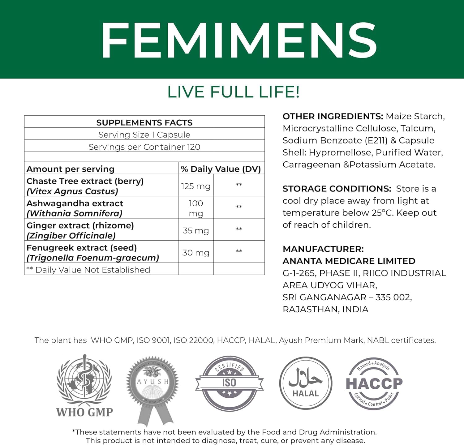 FEMIMENS – PMS Support Supplement for Women – PMS Relief for Women & Menstrual Cramp Relief – Hormonal Balance for Women – Chasteberry Vitex, Ashwagandha, Ginger, Fenugreek – 120 Vegan Capsules - TrustMedUSA