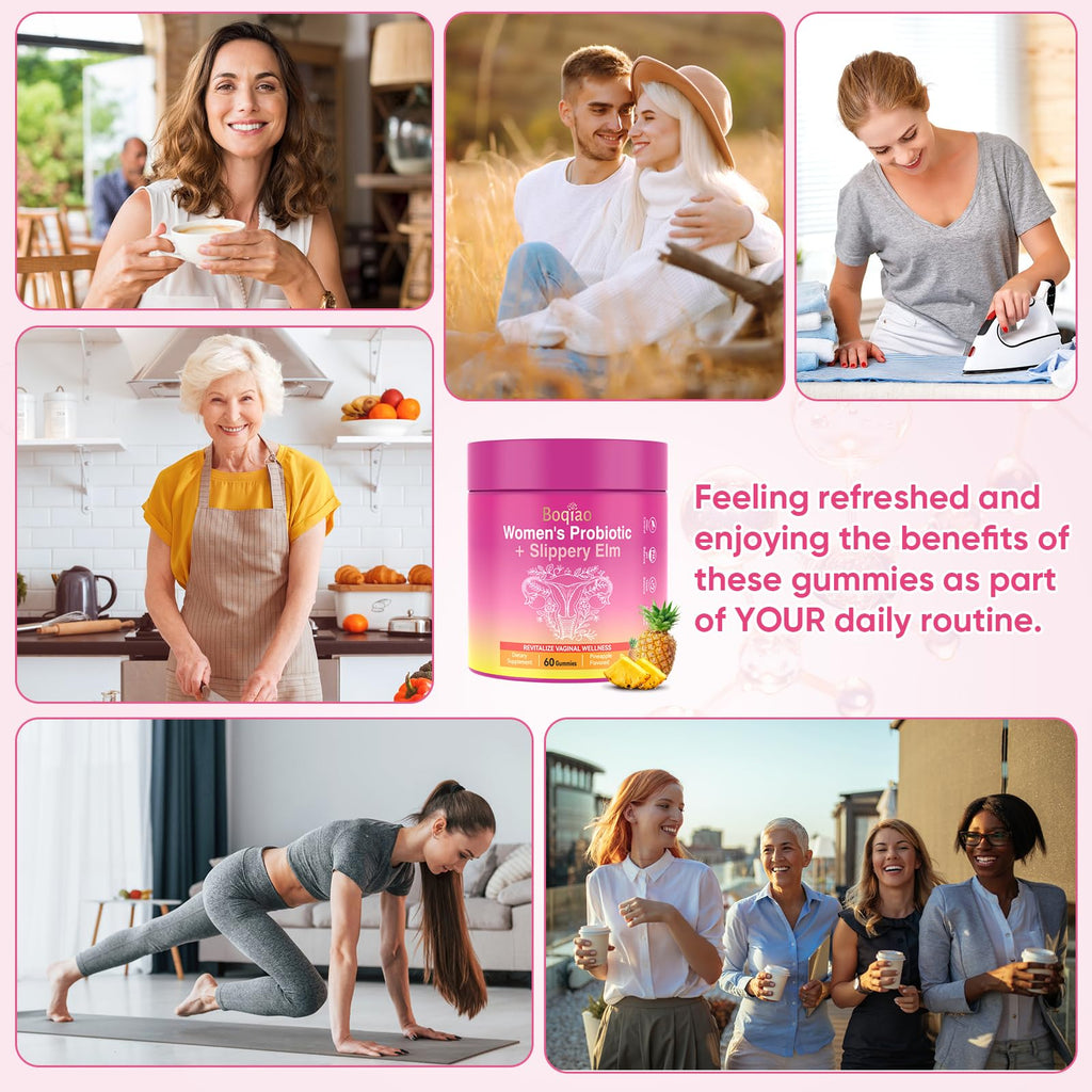 Feminine Probiotics Gummies with Slippery Elm - 60 Pineapple Gummies for Women ph Balance, Vaginal Probiotics Supports Flora, Gut Health & Immune System, Prebiotics & Lactobacillus Blend (Pineapple) - TrustMedUSA