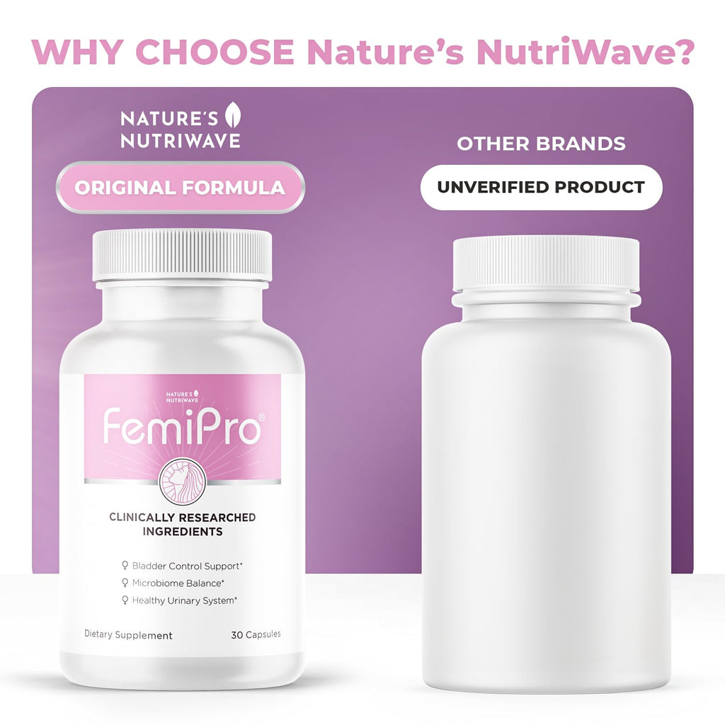 Femipro Bladder Control Supplements for Women & Men, Natural Herb & Probiotic Blend, Supports Urinary Tract Health & Microbiome Balance | Made in USA Non-GMO, 30 Capsules, 1 Month Supply - TrustMedUSA
