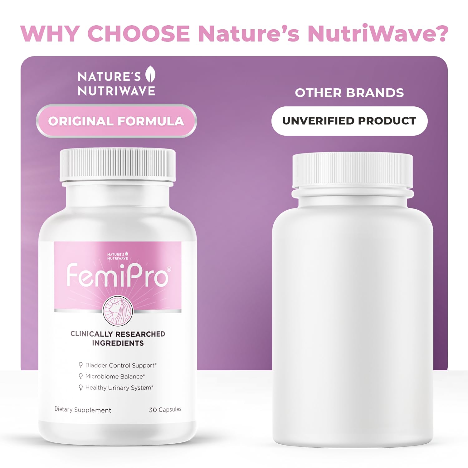 Femipro Bladder Control Supplements for Women & Men, Natural Herb & Probiotic Blend, Supports Urinary Tract Health & Microbiome Balance | Made in USA Non-GMO, 30 Capsules, 1 Month Supply - TrustMedUSA