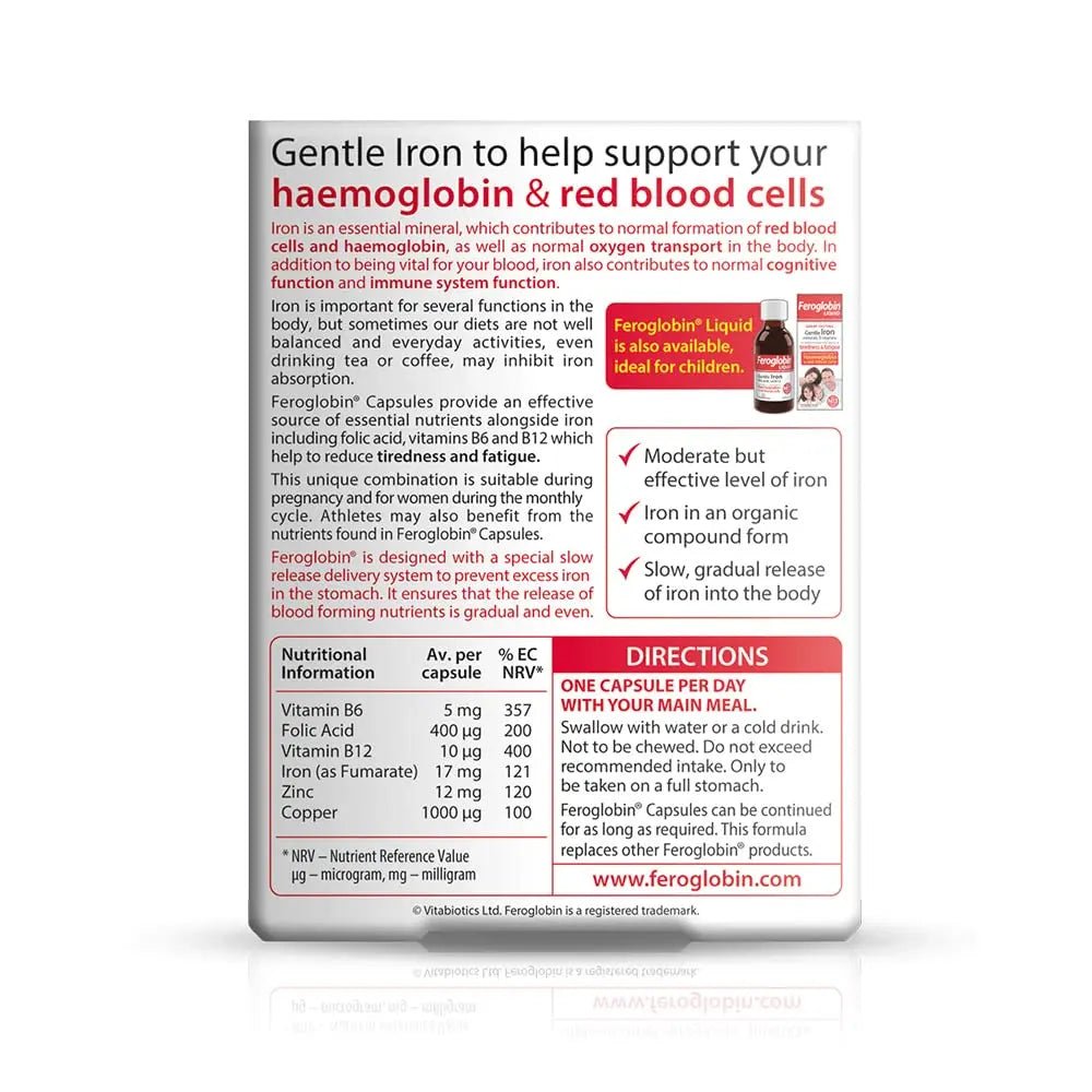 Feroglobin Iron Capsule Helps to reduce tiredness and fatigue - TrustMedUSA