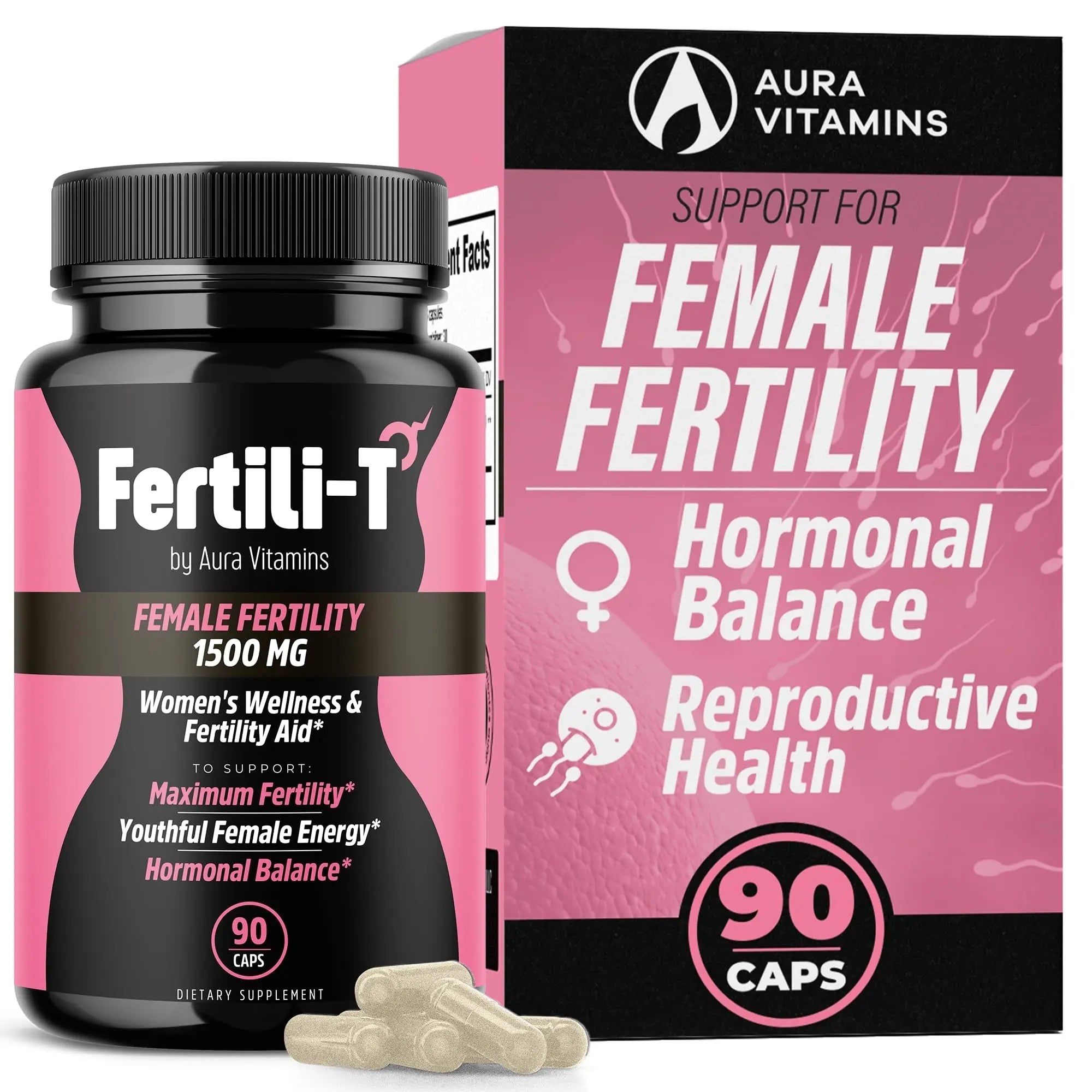 Fertili-t Female (90 Caps) Natural Fertility Support, Hormonal Balance & Prenatal Vitamins for Women, Conception Support, Natural Fertility Supplement with Aguaje & Red Maca (30-Day Supply) (1) - TrustMedUSA