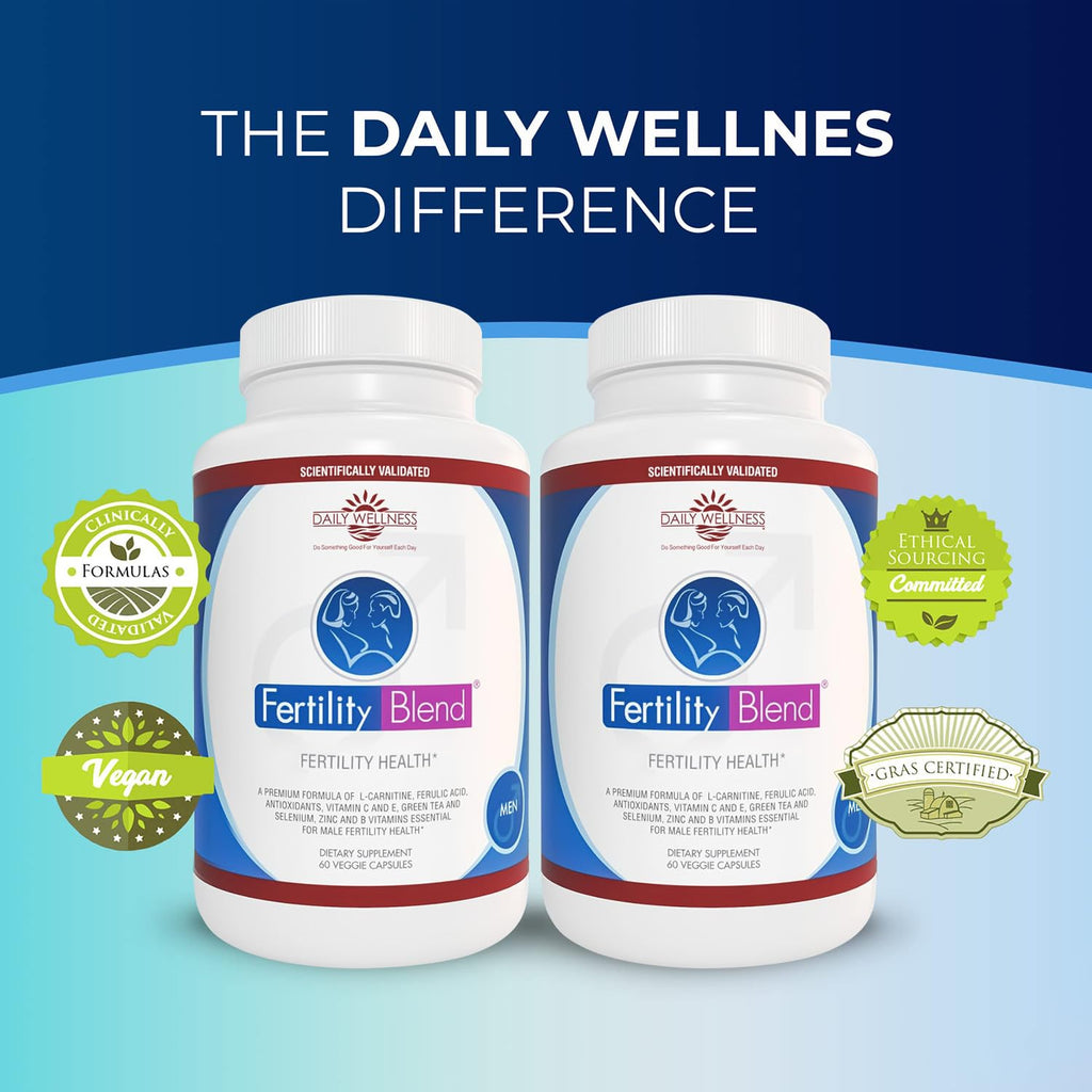 Fertility Blend Daily Wellness for Men - Male Fertility Supplements, Vitamin Blend Pills - Male Count Pre-Conception for Him - Fertility Supplements for Men - 60 Capsules, 2 Pack - TrustMedUSA