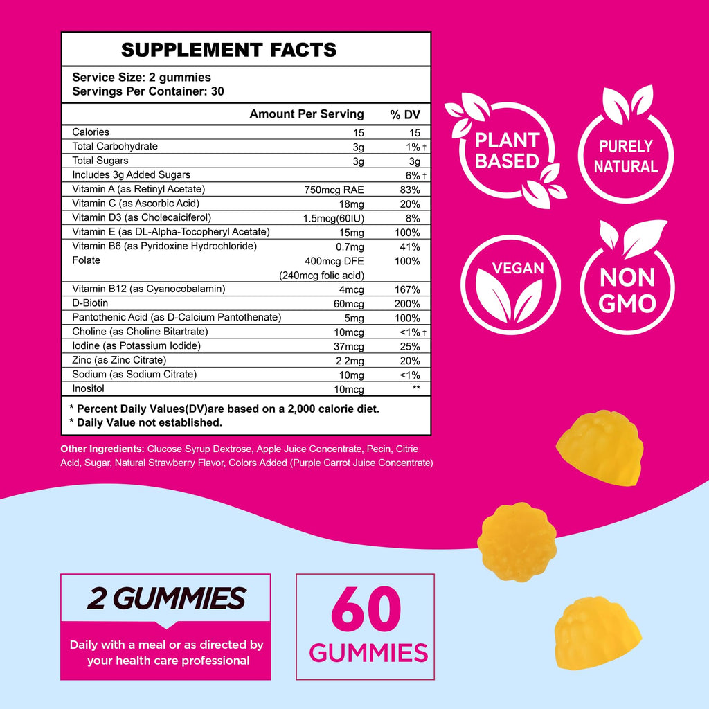 Fertility Gummies for Women to Get Pregnant Fast, Folic Acid Conception Gummies to Boost Fertility for Her, 60 Count Fertility Vitamin Gummy Support Hormone Balance, Ovulation & Period Cycle - TrustMedUSA