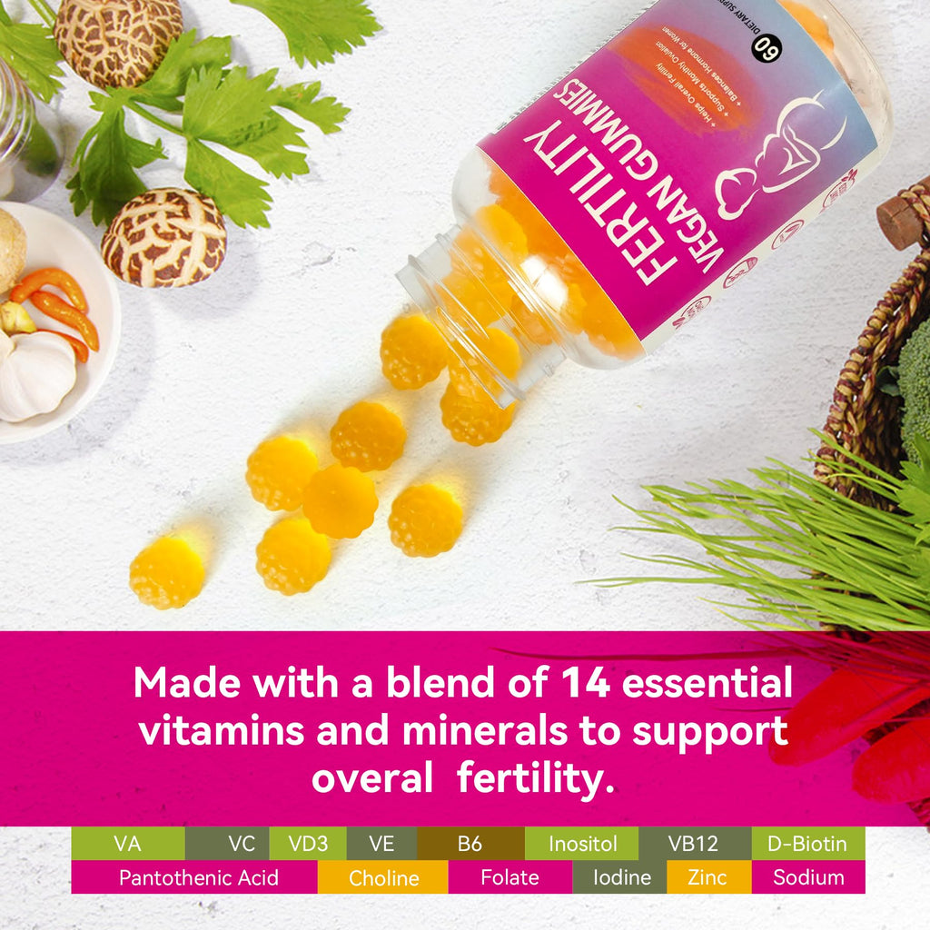 Fertility Gummies for Women to Get Pregnant Fast, Folic Acid Conception Gummies to Boost Fertility for Her, 60 Count Fertility Vitamin Gummy Support Hormone Balance, Ovulation & Period Cycle - TrustMedUSA