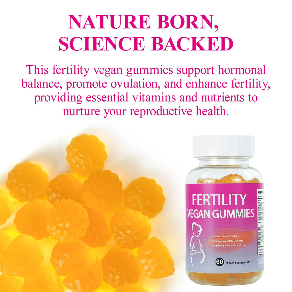 Fertility Gummies for Women to Get Pregnant Fast, Folic Acid Conception Gummies to Boost Fertility for Her, 60 Count Fertility Vitamin Gummy Support Hormone Balance, Ovulation & Period Cycle - TrustMedUSA