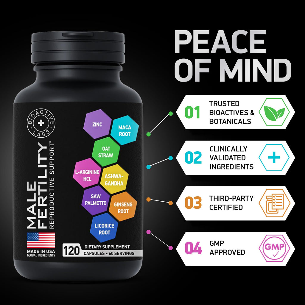 Fertility Supplements for Men - Zinc, Maca, Ashwagandha, L-Arginine - Male Vitality Conception for Him - Count and Motility Pregnancy Aid - Vitamins and Male Fertility Support Supplement - 120 Pills - TrustMedUSA