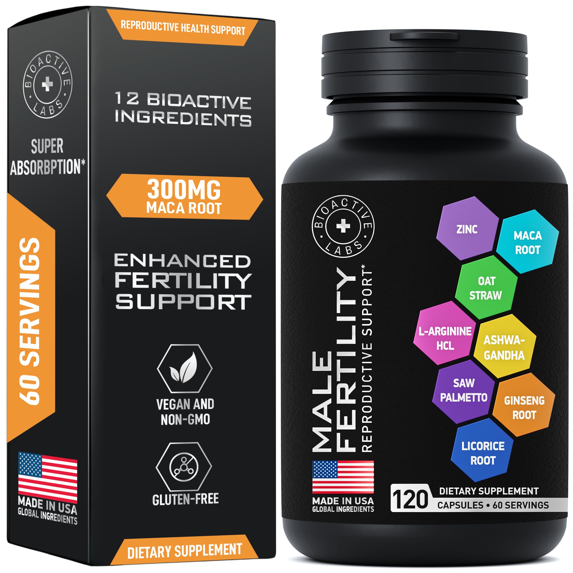 Fertility Supplements for Men - Zinc, Maca, Ashwagandha, L-Arginine - Male Vitality Conception for Him - Count and Motility Pregnancy Aid - Vitamins and Male Fertility Support Supplement - 120 Pills - TrustMedUSA