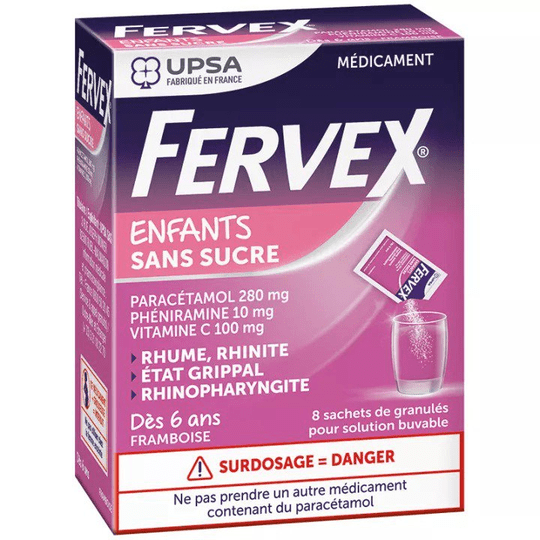 Fervex Children Sugar Free Raspberry Flu 8 sachets - TrustMedUSA