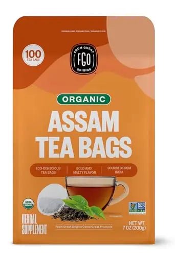 FGO Organic Assam Tea, Eco-Conscious Tea Bags, 100 Count, Packaging May Vary - TrustMedUSA