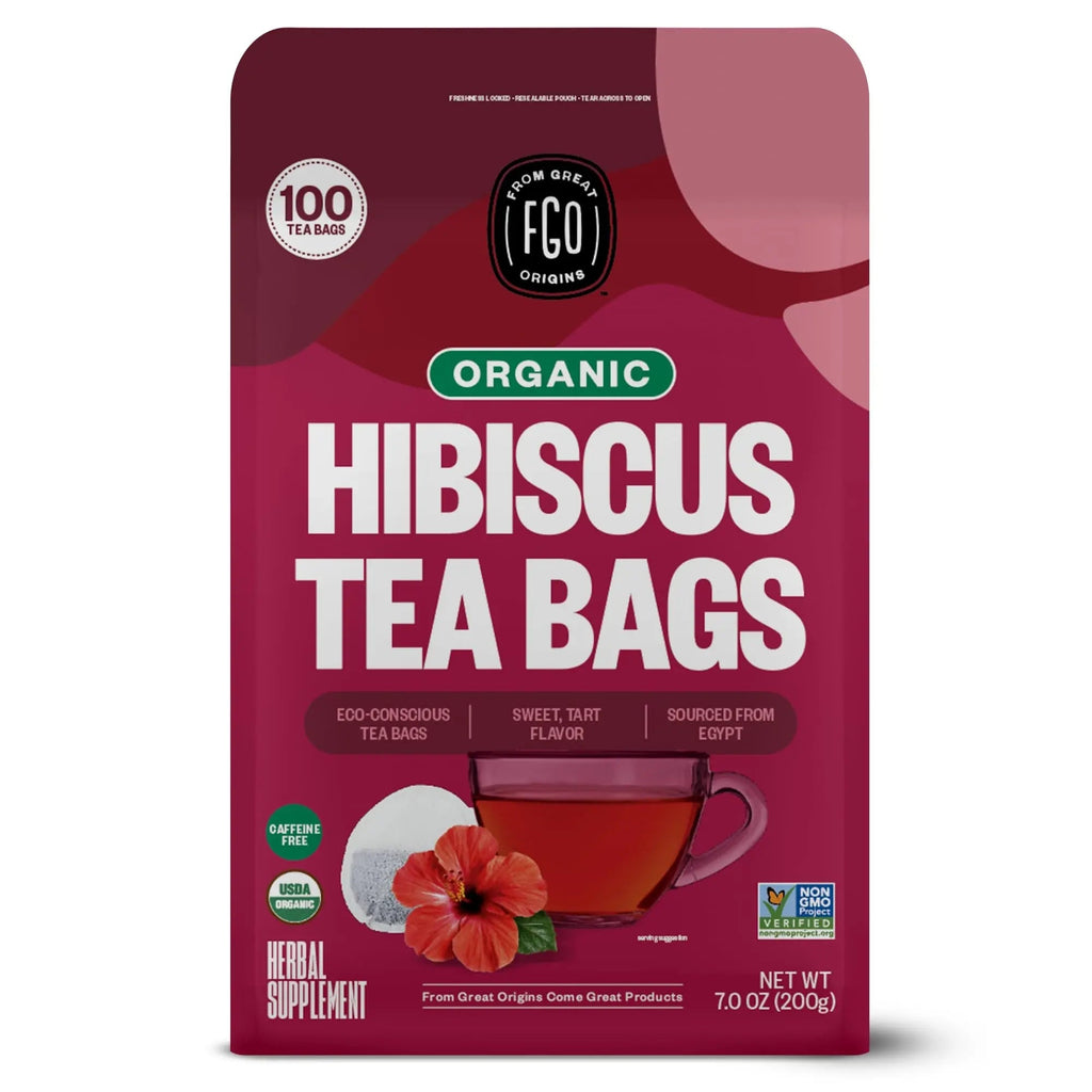FGO Organic Hibiscus Tea, Eco-Conscious Tea Bags, 100 Count, Packaging May Vary - TrustMedUSA