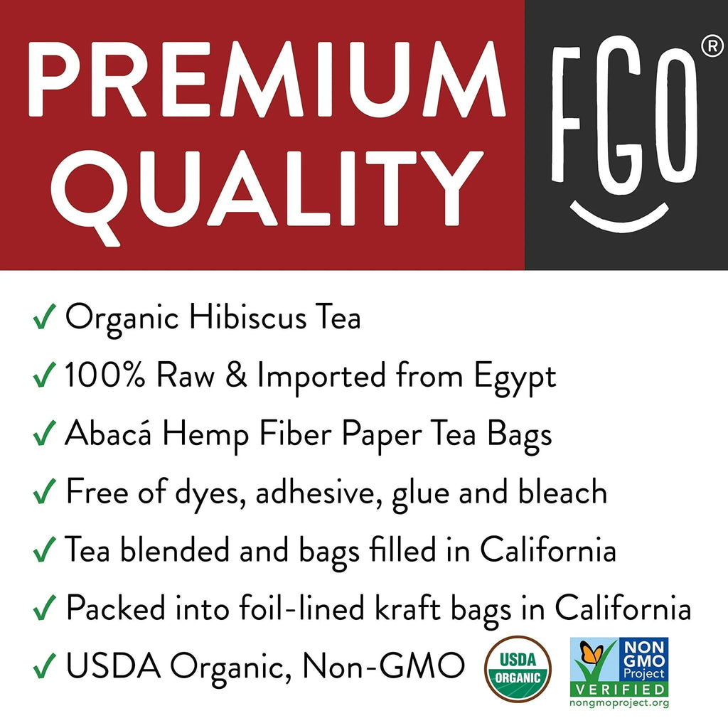 FGO Organic Hibiscus Tea, Eco-Conscious Tea Bags, 100 Count, Packaging May Vary - TrustMedUSA