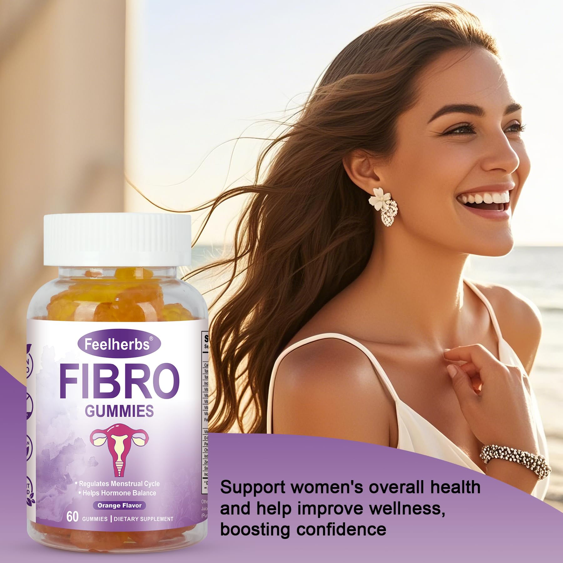 Fibro Gummies for Women Ovarian, Multivitamin Gummies for Hormone Balance, Ovarian Support Inositol Gummy with Vitamin A, E, and Minerals, 60 Count - TrustMedUSA