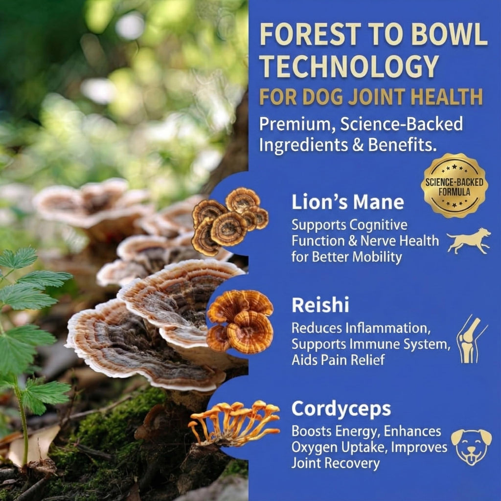 Fifth & Fido Joint Supplement for Dogs - Glucosamine for Dogs - Pet Vitamins and Supplements Powder with Chondroitin & MSM - Hip & Joint Support for Mobility, Stiffness & Flexibility - Mushroom Blend - TrustMedUSA