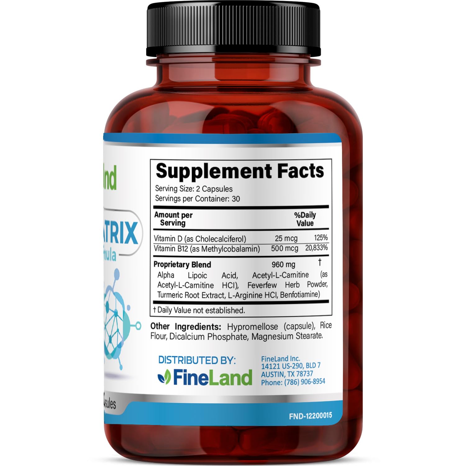 FineLand NEUROMATRIX Complex Formula, Advanced Cognitive and Nerve Support Supplement, High Potency Vitamin B12, Alpha Lipoic Acid and Acetyl-L-Carnitine, 60 Capsules - TrustMedUSA