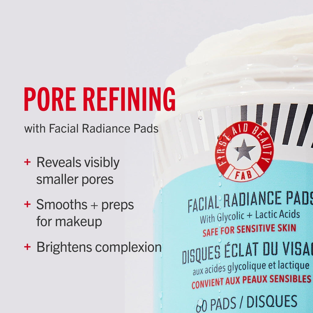 First Aid Beauty - Facial Radiance Pads with Glycolic & Lactic Acids, Daily Exfoliating Pads - TrustMedUSA