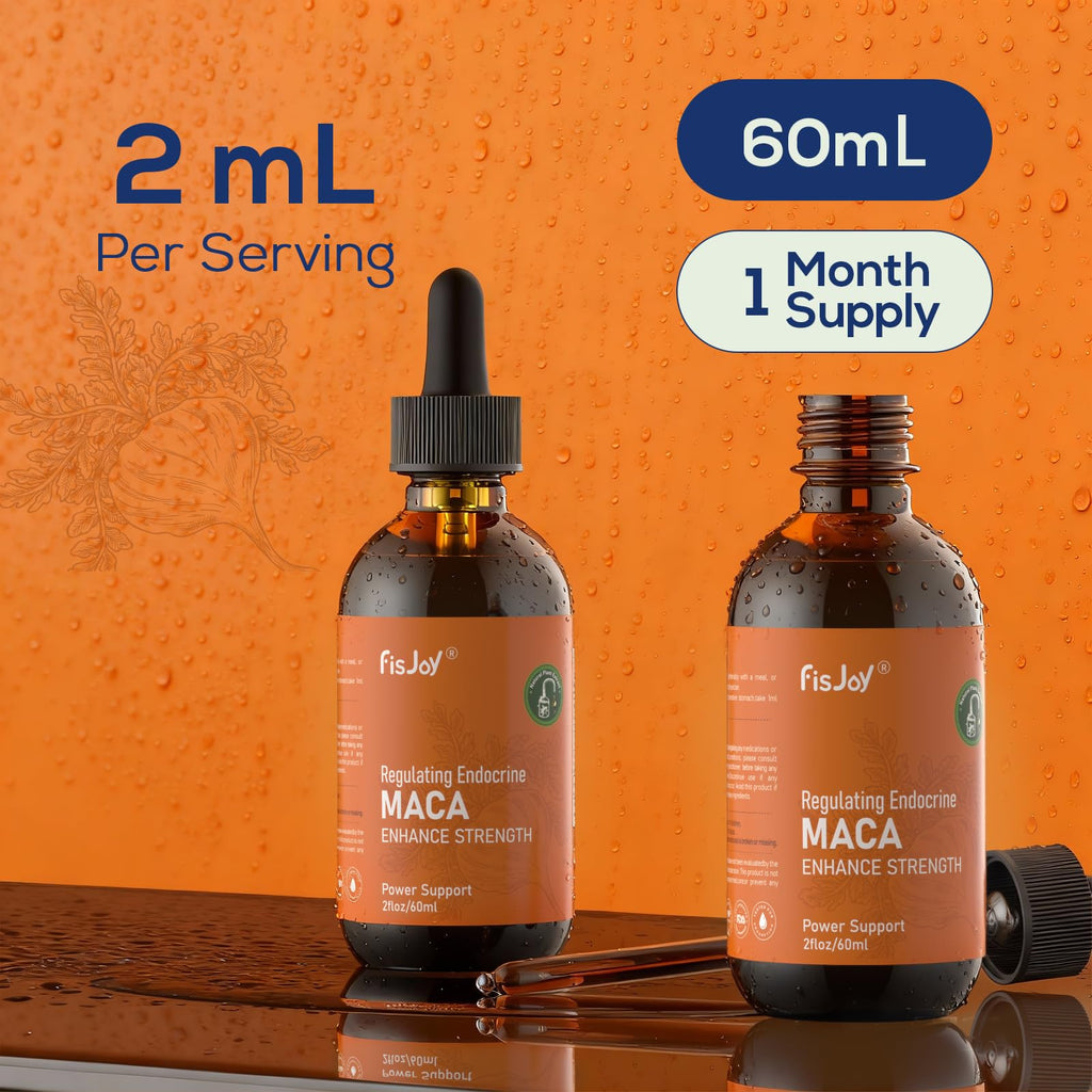 Fisjoy Organic Maca Liquid Drops with Ashwagandha & Beet Root – Supports Daily Vitality & Overall Wellness – Non-GMO, Vegan Herbal Supplement, 2 fl oz (60 mL) - TrustMedUSA