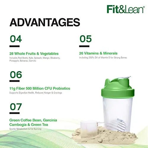 Fit & Lean Meal Shake, Fat Burning Meal Replacement, Protein, Fiber, Probiotics, Vanilla - TrustMedUSA