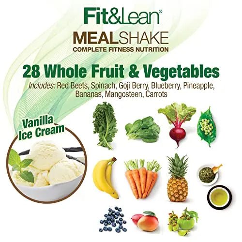 Fit & Lean Meal Shake, Fat Burning Meal Replacement, Protein, Fiber, Probiotics, Vanilla - TrustMedUSA