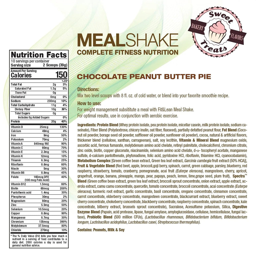 Fit & Lean Meal Shake Meal Replacement with Protein, Fiber, Probiotics and Organic Fruits - TrustMedUSA