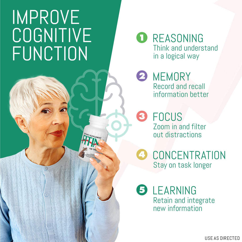 Fitina Brain Supplements for Memory and Focus with Vitamin B6 & Thiamine | High-Dose B Vitamins Nervous System and Cognitive Health Support, Daily Supplement Formula for Adults, 60 Tablets (2-Pack) - TrustMedUSA