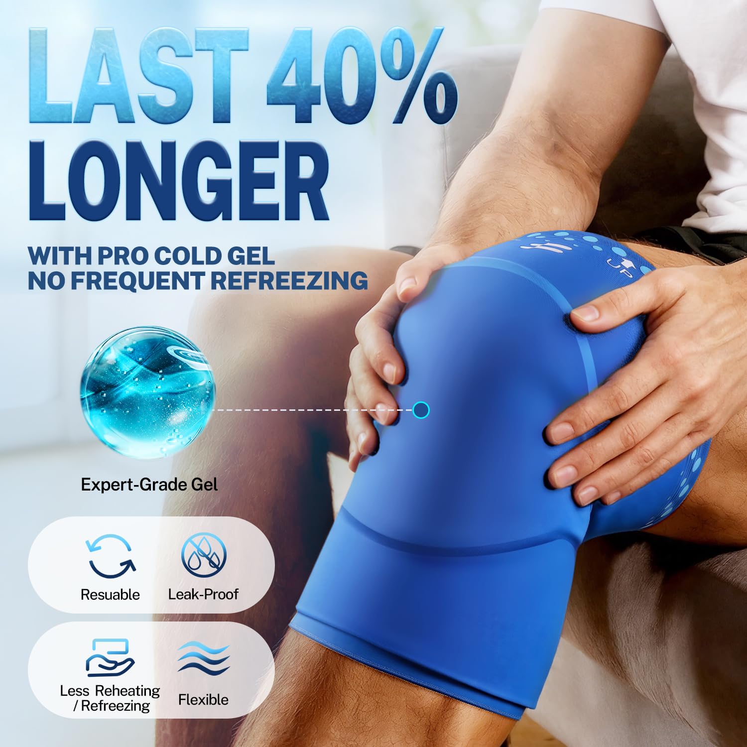 Fitomo Knee Ice Pack Wrap Sleeve Thickened Core for Knee Pain, Targeted Swelling Relief During Recovery, Soft Flexible Gel, No Slip Compression Fit, Reusable Hot Cold Therapy for Post Activity, M - Maple Wellness Supplements