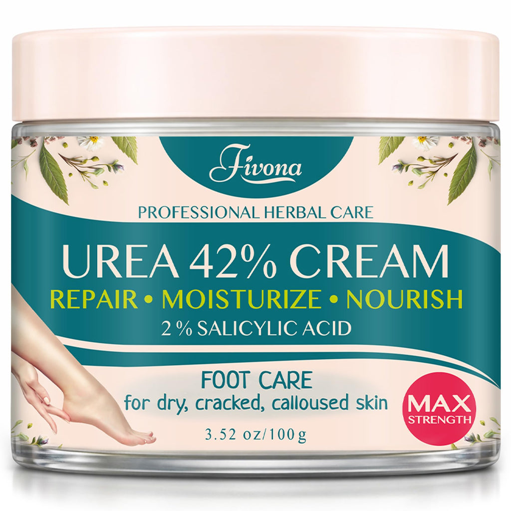 FIVONA 42% Urea Foot Cream for Thick, Rough Dry Skin - Maximum Strength Callus Softening with 2% Salicylic Acid, Tea Tree & Aloe Vera, 100g (3.5 oz) - Deep Moisturizing Foot Care - Maple Wellness Supplements