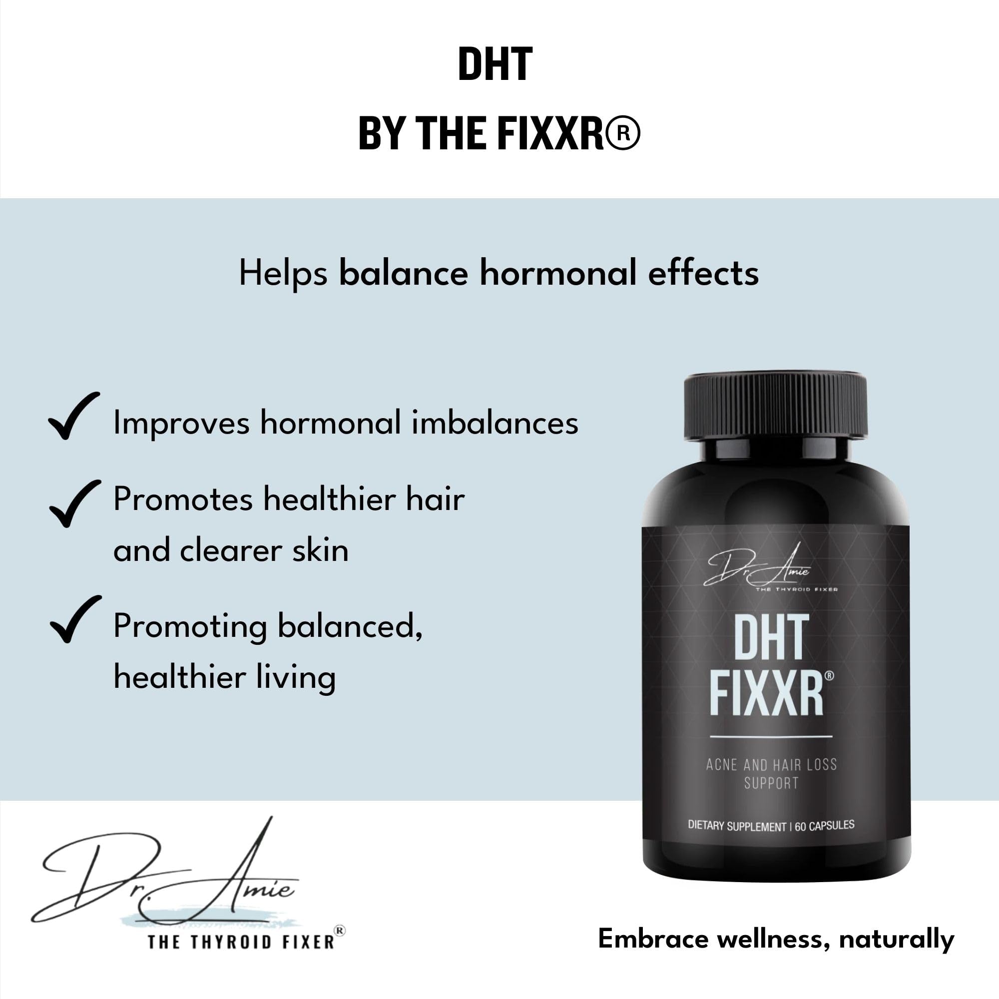 Fixxr DHT Support by Dr. Amie | with Saw Palmetto and Nettles | Acne and Hair Loss Support | 60 Capsules - TrustMedUSA