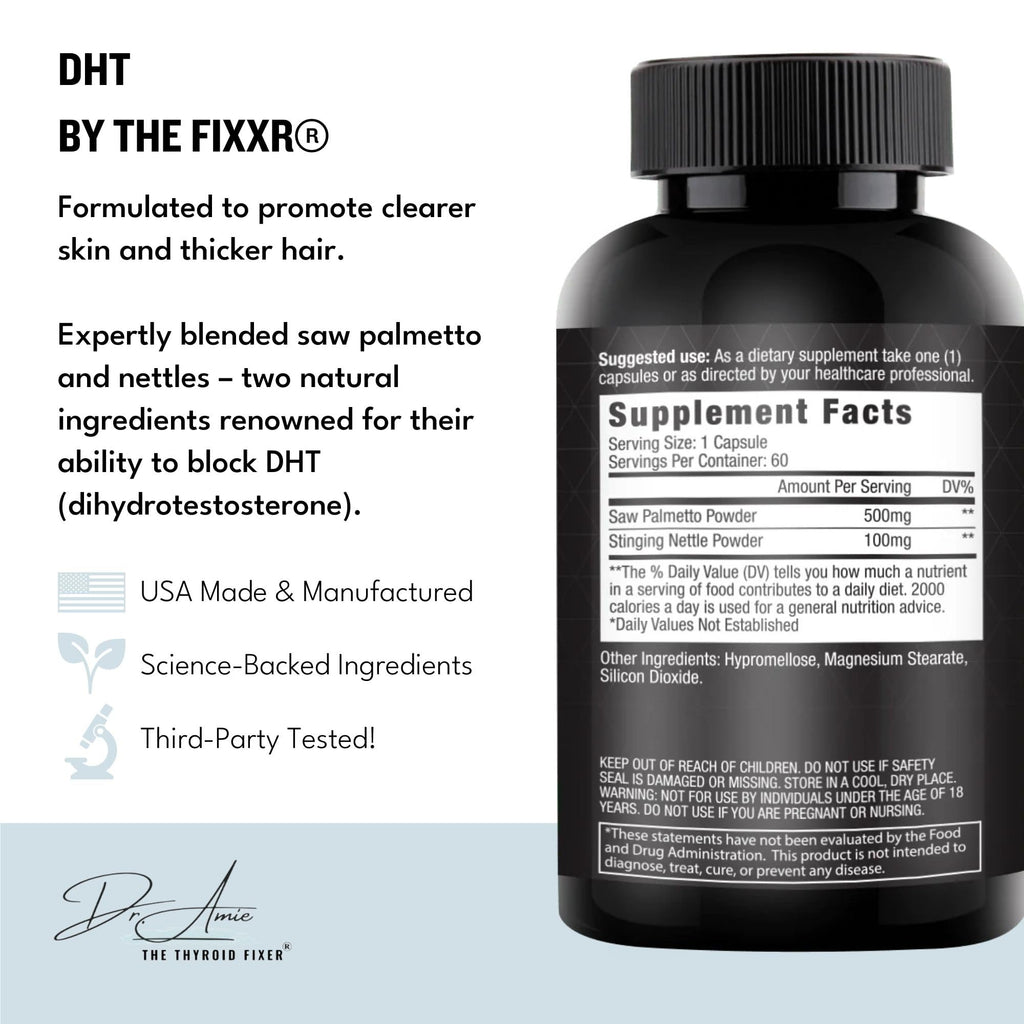 Fixxr DHT Support by Dr. Amie | with Saw Palmetto and Nettles | Acne and Hair Loss Support | 60 Capsules - TrustMedUSA