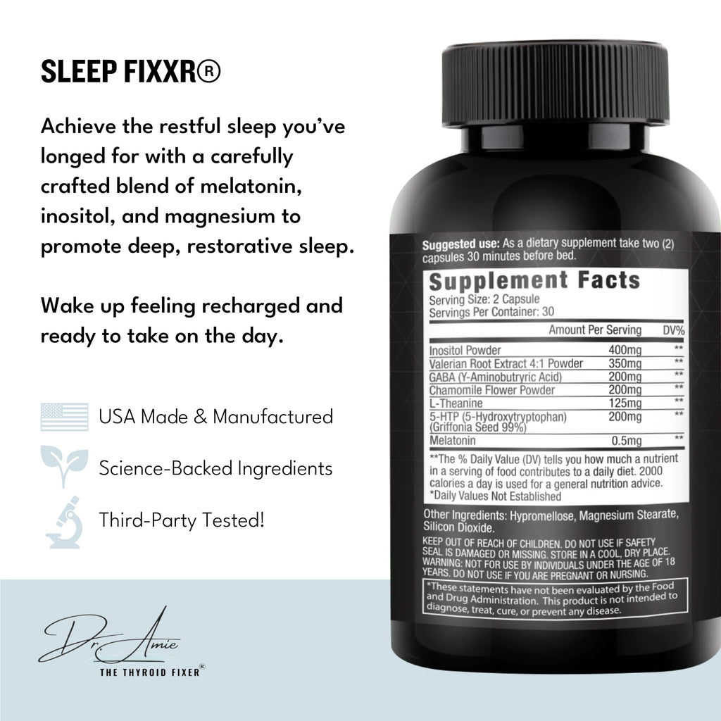 Fixxr Sleep Support by Dr. Amie | with Melatonin, Inositol, and Magnesium | 30 Day Supply, 60 Capsules - TrustMedUSA