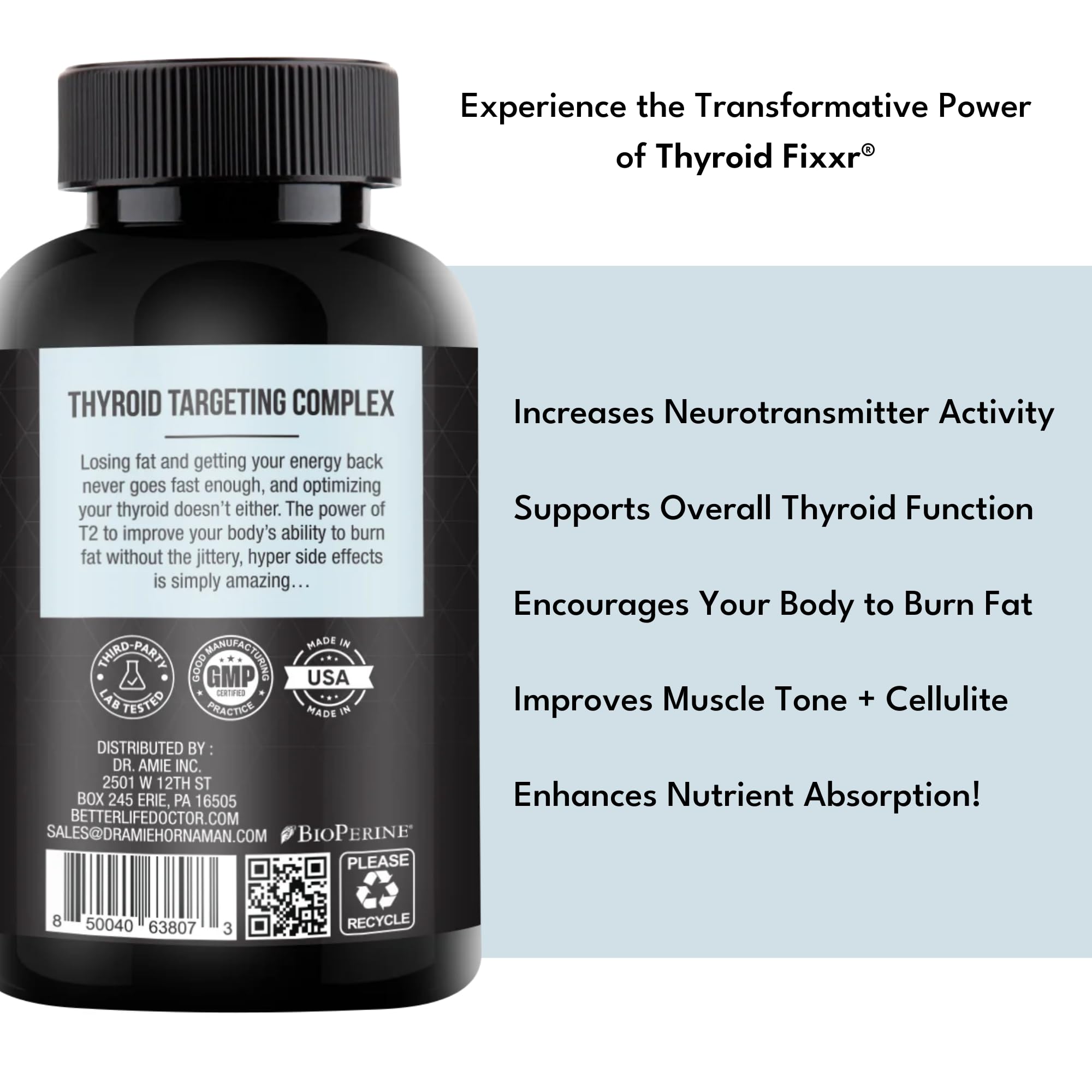 Fixxr Thyroid Support by Dr. Amie | T2 Thyroid Supplement | 30 Day Supply, 60 Capsules - TrustMedUSA