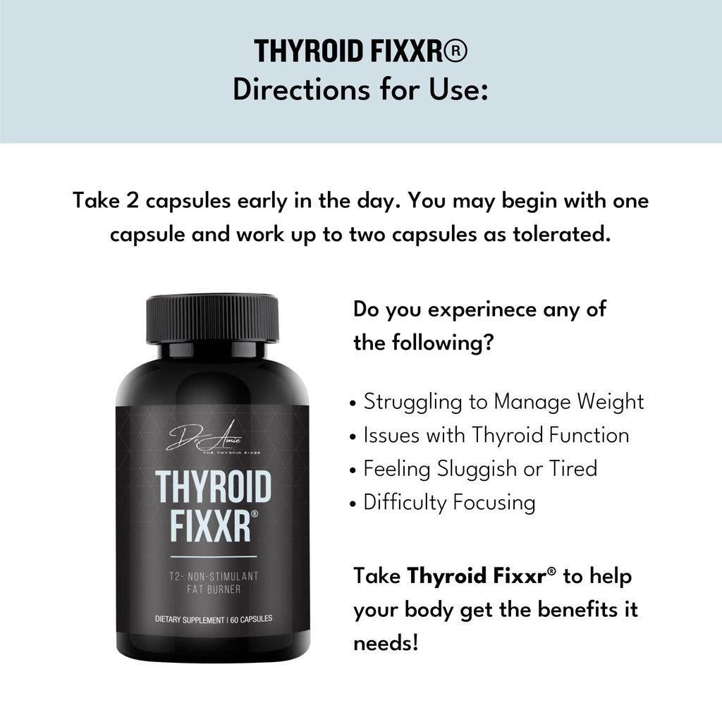 Fixxr Thyroid Support by Dr. Amie | T2 Thyroid Supplement | 30 Day Supply, 60 Capsules - TrustMedUSA