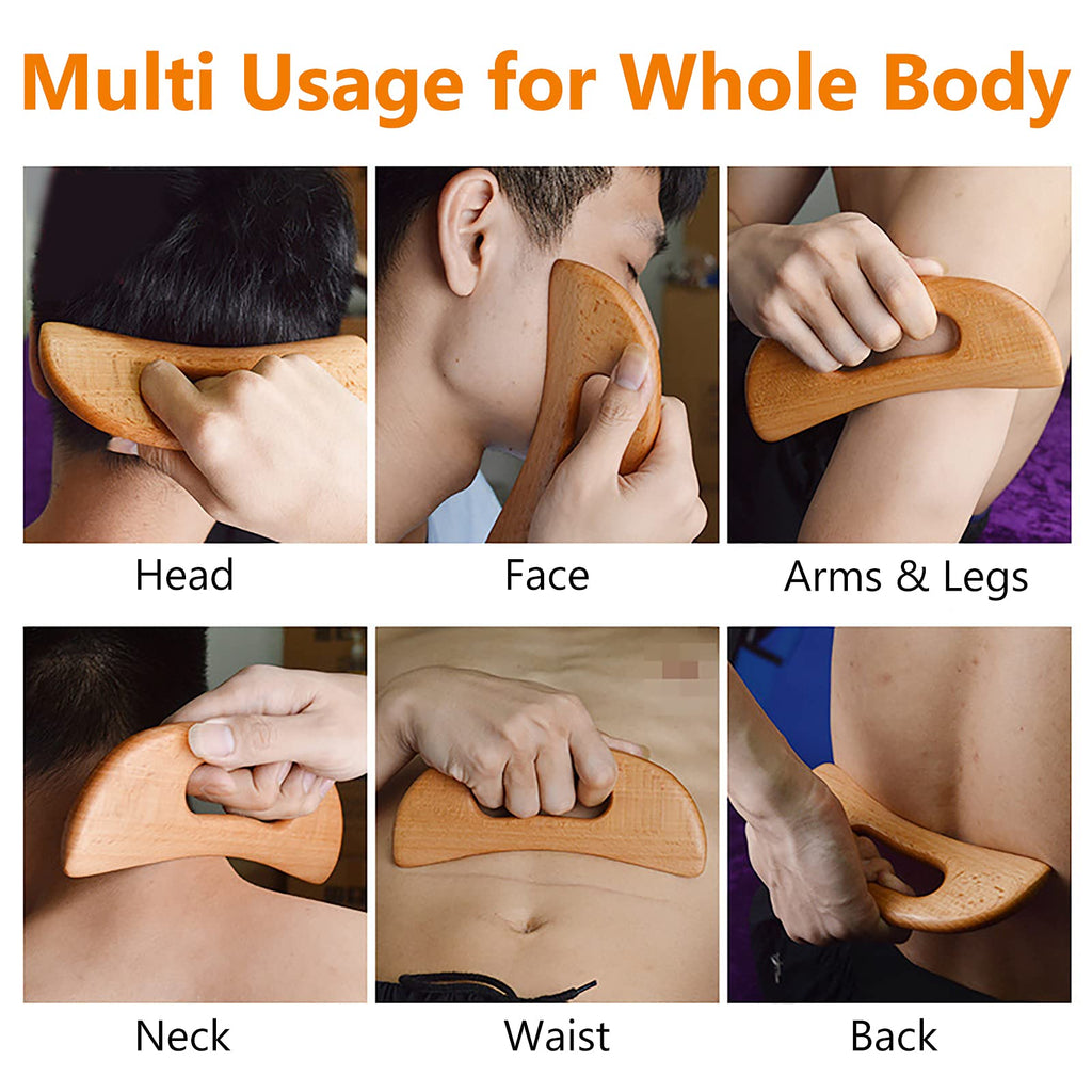 FKYzixeh Lymphatic Drainage Massager, Wooden Gua Sha Tool for Body, Manual Massage Scraper for Anti Cellulite and Relieve Muscle Fatigue, Body Gua Sha Paddle (Style A) - Maple Wellness Supplements