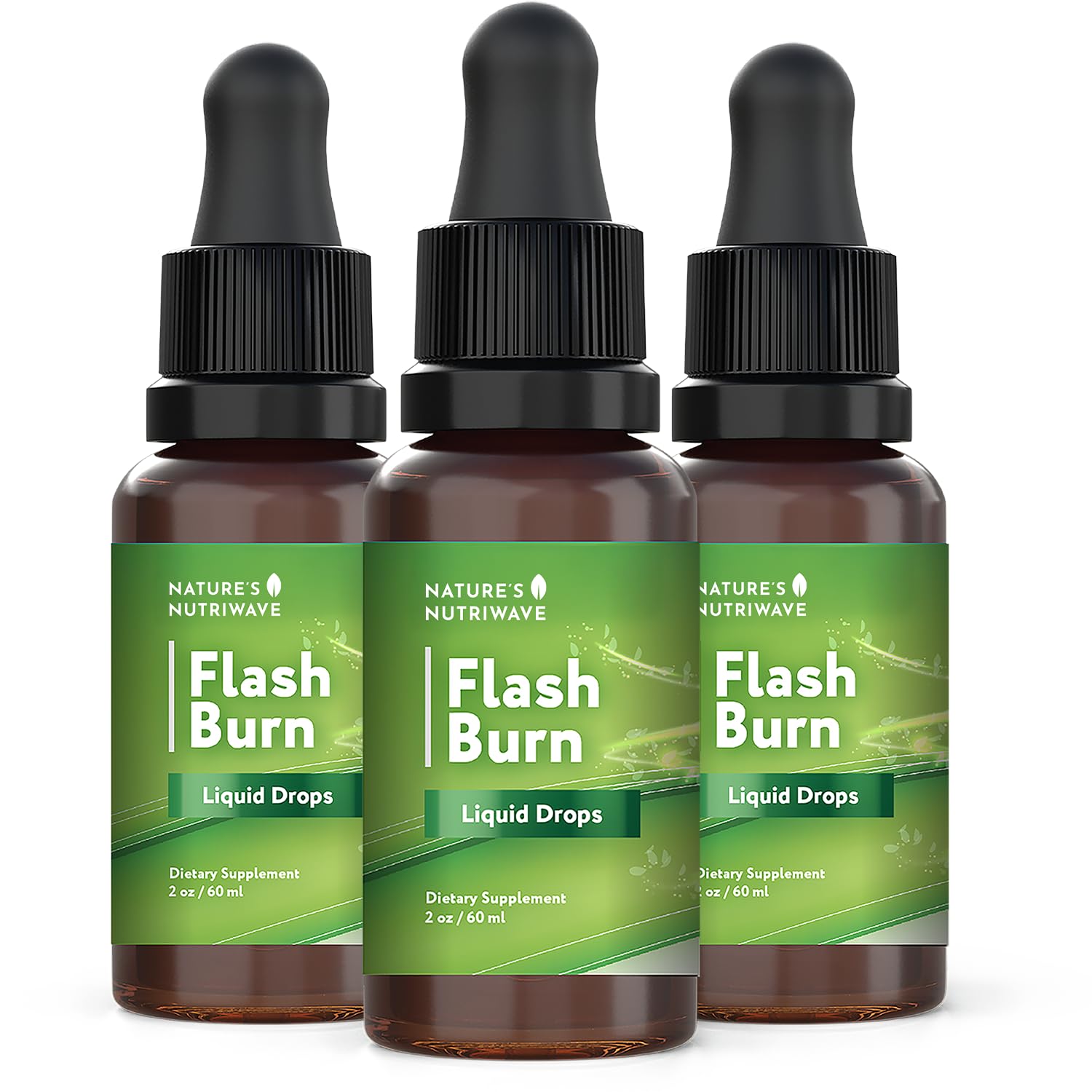 Flash Burn – Natural Plant-Based Liquid Supplement with Maca, Grape Seed, Green Tea & Ginseng – Made in USA, Non-GMO, Gluten-Free, Dairy-Free, Vegetarian - 2 Fl Oz (40 mL), 3 Month Supply - TrustMedUSA