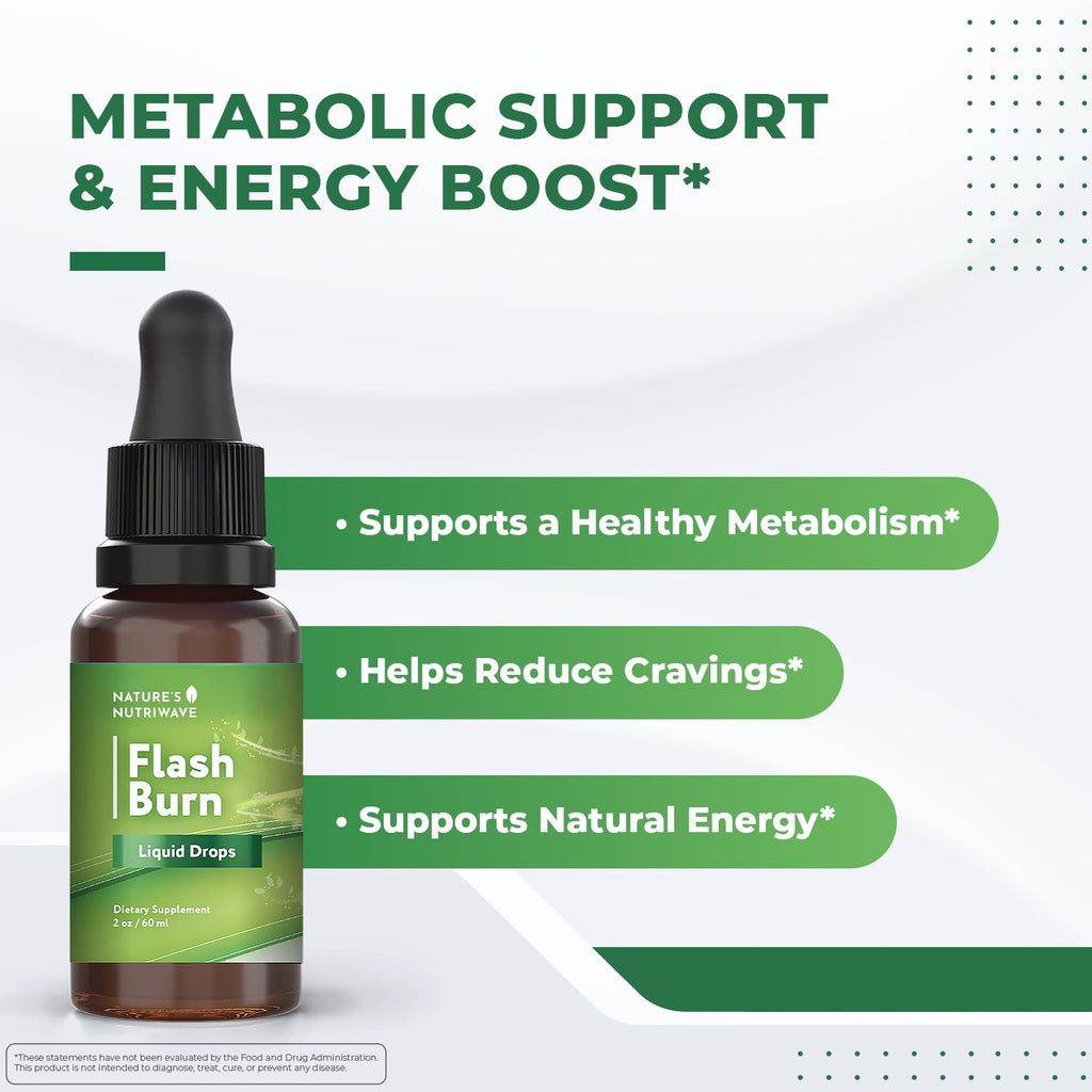 Flash Burn – Natural Plant-Based Liquid Supplement with Maca, Grape Seed, Green Tea & Ginseng – Made in USA, Non-GMO, Gluten-Free, Dairy-Free, Vegetarian - 2 Fl Oz (40 mL), 3 Month Supply - TrustMedUSA