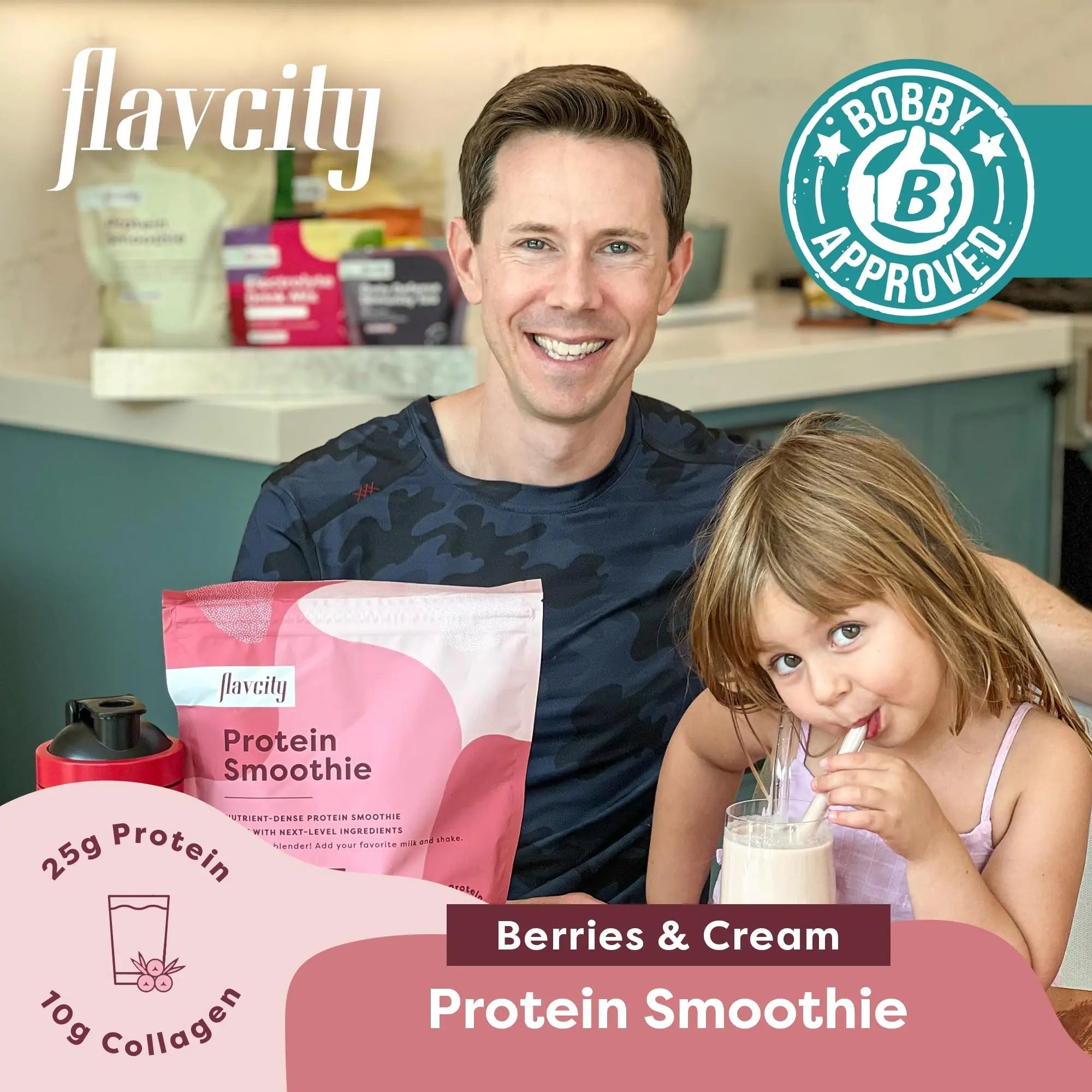 FlavCity Protein Powder Smoothie, Berries & Cream - 100% Grass-Fed Whey Protein - TrustMedUSA