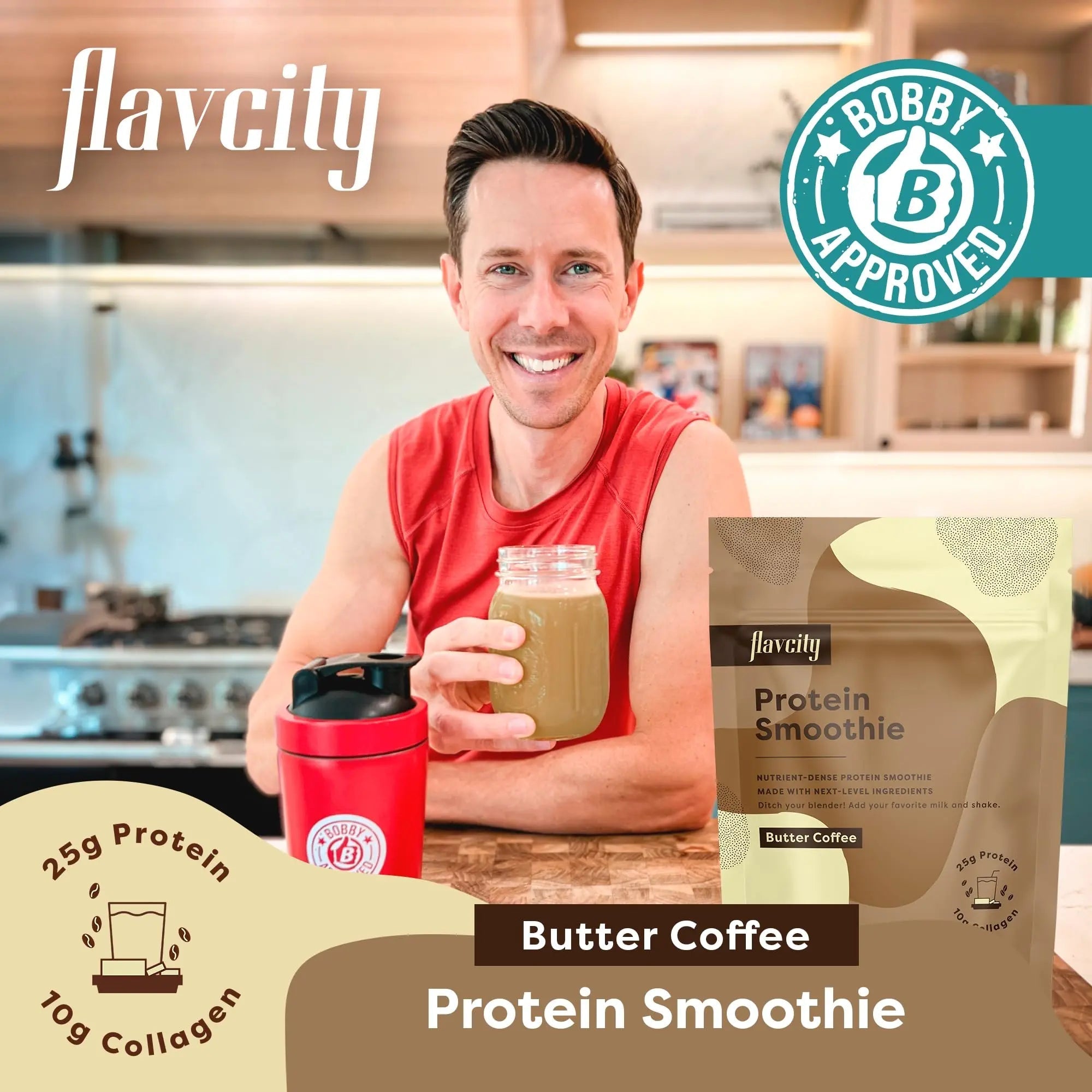 FlavCity Protein Powder Smoothie, Butter Coffee - 100% Grass-Fed Whey Protein Powder - TrustMedUSA