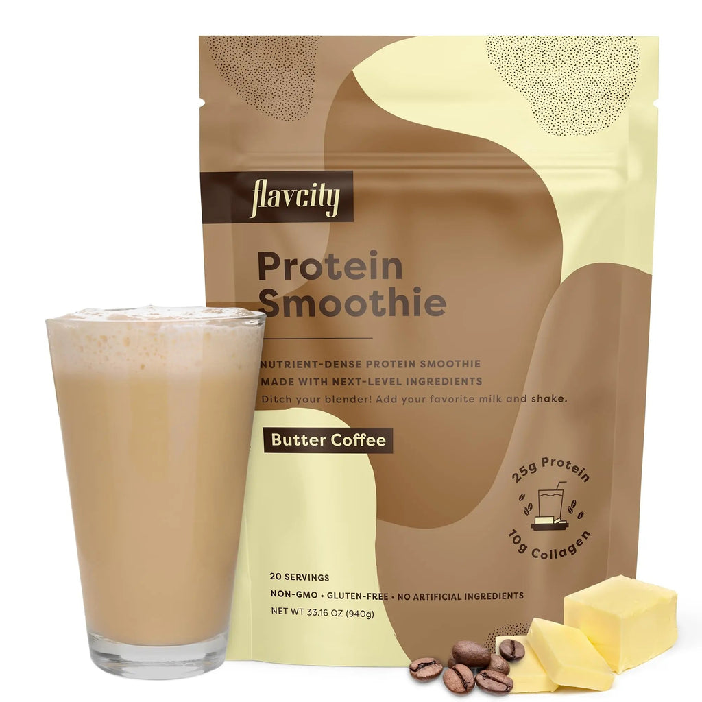 FlavCity Protein Powder Smoothie, Butter Coffee - 100% Grass-Fed Whey Protein Powder - TrustMedUSA